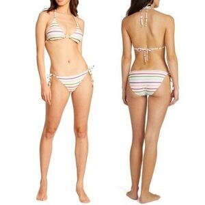 NWT Kate Spade Party Stripe Triangle Bikini Two Piece Swimsuit Size Small NEW